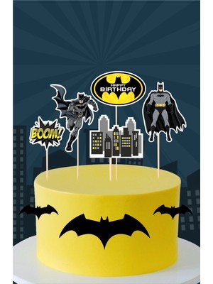 Batman Temalı Doğum Günü Parti Malzemeleri Seti Kürdanlı Pasta Süsü