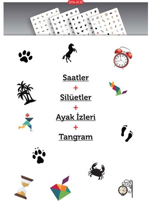 Artikel MDF Montessori Oyunu  Eşleştirme Oyun Kartları 4 Adet Tangram Oyun Kartı, Hafıza Kartı