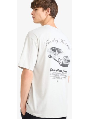 DeFacto Boxy Fit Bisiklet Yaka Sırt Baskılı Kısa Kollu Tişört G0012AX25HS