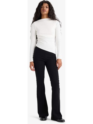 DeFacto Flare Fit Yüksek Bel İspanyol Paça Uzun Krep Pantolon F9166AX25WN