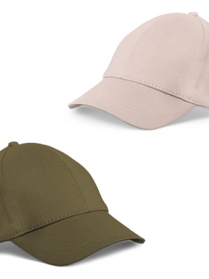 Unisex Haki ve Taş Rengi  2'li  Beyzbol  Şapka Seti