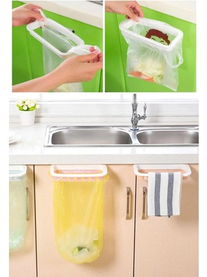 Mutfak Banyo Çöp Poşeti Tutucu Aparat Havlu Bez Tutucu  Dolap Kapağına Asılır