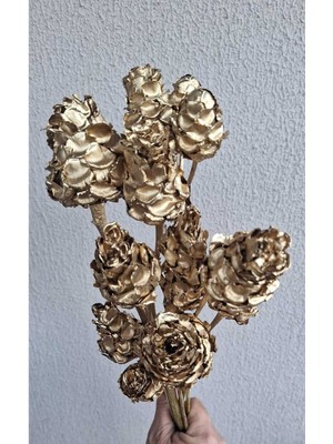 Altın Yaldız (Gold) Tropik Enginar Kuru Çiçek 5 Dal(Yapay Çiçek)