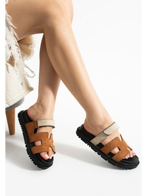 Taba Süet Cırtlı Anatomik Rahat Taban Kadın Terlik