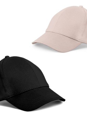 Unisex Siyah ve Taş Rengi  2'li  Beyzbol  Şapka Seti