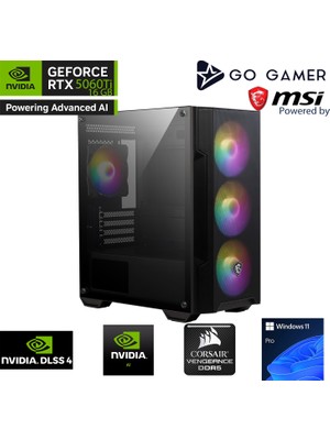 Go Gamer S350 Intel Core I5 12400F / 32GB Ddr5 5200MHZ / 1tb Nvme SSD 5000-3600MB-SN Gen4 / RTX5060TI 16GB / Windows 11 Pro Masaüstü Bilgisayar