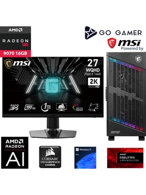 Go Gamer S1087DK Intel Core i9 14900KF / 64GB 5600Mhz DDR5 Ram / 1TB SSD / RX 9070 16GB / 360mm Sıvı Soğutma / MSI 27" 2K 200Hz. 0.5MS / Windows 11 Pro Masaüstü Bilgisayar
