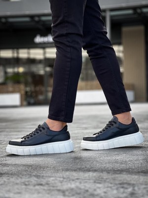 Knack Yüksek Taban Günlük Ayakkabı 144 Siyah (Beyaz Taban)