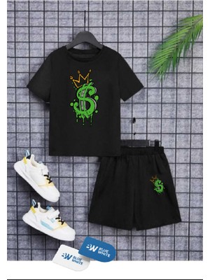 Erkek/kız Çocuk  ''tacdolar'' Baskılı Tişört-Şort Takımı