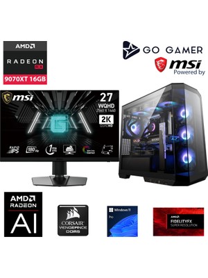 Go Gamer S1102DP Intel Core I9 14900KF / 64GB 6000MHZ Ddr5 Ram / 2tb Nvme SSD 6000-5000MB-SN Gen4 / Rx 9070 Xt 16GB / 360MM Sıvı Soğutma / Msı 27" 2k 180Hz / Windows 11 Pro Masaüstü Bilgisayar