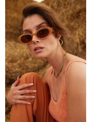 Voque Oval Retro Kadın Cappuccino Güneş Gözlüğü