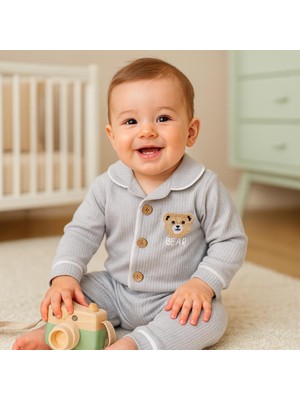 Bear Önden Düğmeli Mevsimlik 2 Parça Pjama Takımı