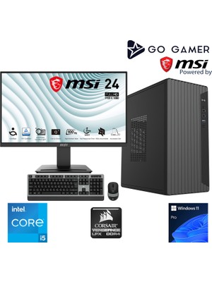 Go Gamer S184D Intel Core I5 11400F / 16GB 3200MHZ / 1tb Nvme SSD 5000-3600MB-SN Gen4 / RX550 4gb / Msı 24" 100Hz. / Windows 11 Pro Masaüstü Bilgisayar