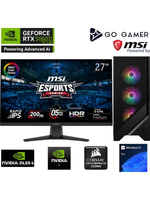 Go Gamer S473D Intel Core I5 14400F / 64GB Ddr5 5200MHZ / 1tb Nvme SSD 5000-3600MB-SN Gen4 / RTX5060TI 16GB / Msı 27" 200Hz. / Windows 11 Pro Masaüstü Bilgisayar