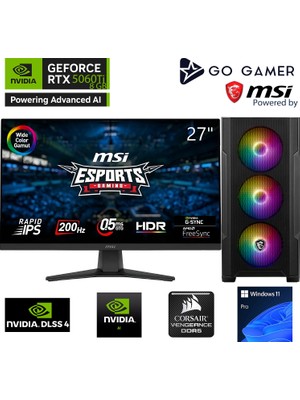 Go Gamer S934D Intel Core i7 14700F / 16GB 5600Mhz DDR5 / 512GB SSD / RTX5060Ti 8GB / MSI 27" 200Hz / Windows 11 Pro Masaüstü Bilgisayar
