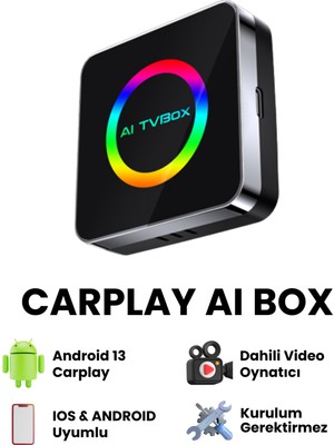 Seyutech Carplay Aı Box Dönüştürücü Ios ve Android Uyumlu Kablosuz Multimedya Carplay Dönüştürücü