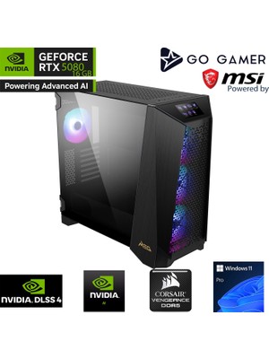 Go Gamer PS51 Intel Core Ultra 9 285K / 64GB 6000MHZ Ddr5 Ram / 2tb Nvme Gen5 SSD 14000-14700MB-SN / RTX5080 16GB / 360MM Sıvı Soğutma / Z790 Gaming / Windows 11 Pro Masaüstü Bilgisayar