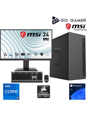 Go Gamer S614D Intel Core I7 14700F / 32GB 3200MHZ / 1tb Nvme SSD 5000-3600MB-SN Gen4 / GT730 4gb / Msı 24" 100Hz / Windows 11 Pro Masaüstü Bilgisayar
