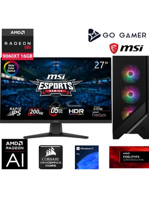 Go Gamer S869DC Intel Core i7 13700F / 64GB 5600MHz DDR5 / 2TB NVMe SSD Gen4 / RX 9060 XT 16GB / 240mm Sıvı Soğutma / MSI 27" 200Hz / Windows 11 Pro Masaüstü Bilgisayar