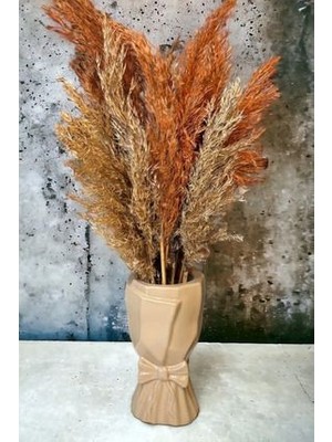 Iskandinav Büyük Buket Vazo Biblo Çiçeklik Dekoratif Fiyonklu Vazo 20X10X10CM Bohem