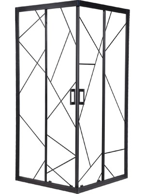 Sanica Hawk 5mm Cam Duşakabin Kare Dekoratif Çizgi Desenli 100 x 100 cm 185 cm Yükseklik