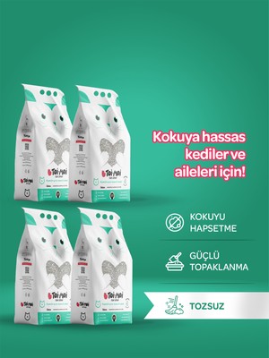 Toi Moi Kedi Kumu 4'lü Avantaj Paketi 20 Kg Kokuya Hassas Topaklanan Tozsuz Kullanım