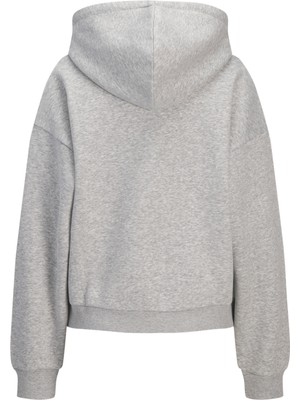 Kadin Minimal Logo Baskili Kapüsonlu Sweatshirt - Studio