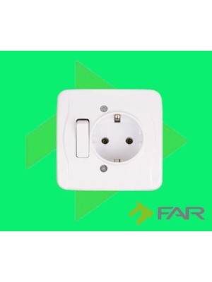 Far Siva Alti Anahtarli Toprakli Priz [mustazen]