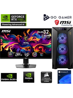Go Gamer PS38D Intel Core i9 14900KF / 128GB 5600Mhz DDR5 Ram / 2TB NVMe SSD / RTX5080 16GB / 360mm Sıvı Soğutma / Z790 Gaming / MSI 27" OLED 2K 240Hz. 0.03MS / Windows 11 Pro Masaüstü Bilgisayar