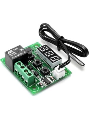 Store 12V Kablolu Dijital LED Göstergeli Termostat KARTI-W1209 Mavi Renkli Kontrol Paneli