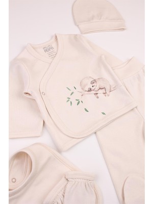 Organik 5'li Hastane Çıkışı Koala 5'li Yenidoğan Seti Organik 5 Parça Zıbın Seti