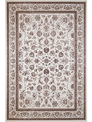 Bej Klasik Etnik Modern Desenli Pamuk Makinada Yıkanabilir Hav Toz Vermez Leke Tutmayan Kaymaz Taban Dijital Makine Baskı Salon Yolluk Mutfak Halı