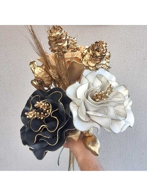 El Yapımı Lateks 3 Lü Çiçek Kuru Çiçek Dahil(Yapay Çiçek)