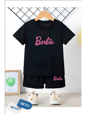 Erkek/kız Çocuk  '' Barbie '' Baskılı Tişört-Şort Takımı
