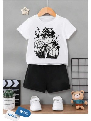 Erkek/kız Çocuk  ''ready'' Baskılı Tişört-Şort Takımı