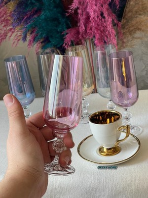 Bohemia 6 Renk 180CC Kristal Kahve Yanı Su Bardağı , Meşrubat Bardağı , Çeyizlik , Hediyelik