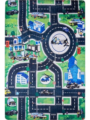 Nanchang Figürlü Yeşil Pamuk Kare Modern Desenli Pamuk Makinada Yıkanabilir Hav Toz Vermez Leke Tutmayan Kaymaz Taban Dijital Makine Baskı Salon Yolluk Mutfak Halı