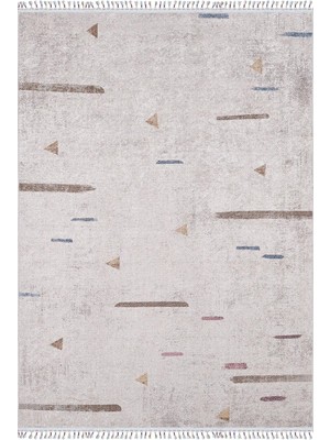 Bespoky 80x150 cm Gri Modern Etnik Yıkanabilir Halı | Mutfak Balkon Yatak Odası Halısı | Leke Tutmayan Kaymaz | HALN-HLN5055