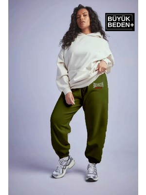 Kadın Büyük Beden Paça Lastikli Buyuk Brooklyn  Baskılı Ince Eşofman Altı  SPR24BEAK49