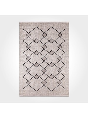 Eleanor Geometrik Vizon Polyester Dikdörtgen Modern Desenli Pamuk Makinada Yıkanabilir Hav Toz Vermez Leke Tutmayan Kaymaz Taban Dijital Makine Baskı Salon Yolluk Mutfak Halı