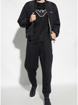 Erkek Marka Logo Detaylı Dik Yaka Fermuar Kapamalı Siyah Mont 6R1B84 1NHMZ-0066