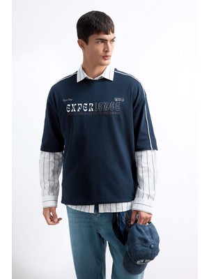 DeFacto %100 Pamuk Boxy Fit Baskılı Tişört E9527AX25AU