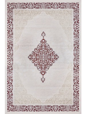 Bordo Klasik Etnik Modern Desenli Pamuk Makinada Yıkanabilir Hav Toz Vermez Leke Tutmayan Kaymaz Taban Dijital Makine Baskı Salon Yolluk Mutfak Halı