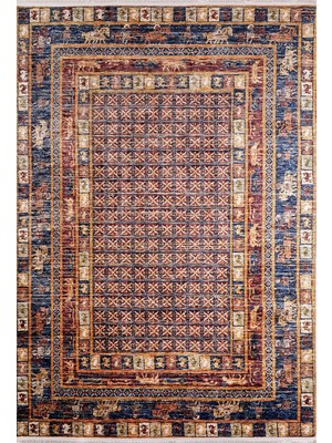 Hali.Net 80x150 cm Lacivert Dijital Baskı Etnik Patchwork Halı | Mutfak Balkon Salon Halısı | Hav Vermez Hipoalerjenik | HALN-HLN1007