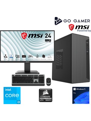Go Gamer S77D Intel Core i3 14100 16GB 512GB SSD MSI 24" / Windows 11 Pro Masaüstü Bilgisayar
