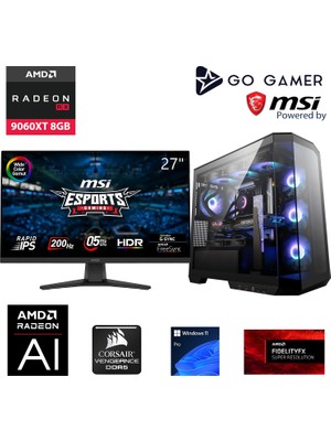 Go Gamer S973DP Intel Core I7 14700KF / 32GB 6000MHZ Ddr5 / 2tb Nvme SSD 6000-5000MB-SN Gen4 / Rx 9060 Xt 8gb / 240MM Sıvı Soğutma / Msı 27" 200Hz / Windows 11 Pro Masaüstü Bilgisayar