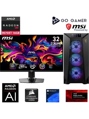 Go Gamer PS47D Intel Core Ultra 9 285K / 128GB 5600Mhz DDR5 Ram / 2TB NVMe SSD / RX 9070 XT 16GB / 360mm Sıvı Soğutma / Z790 Gaming / MSI 27" OLED 2K 240Hz. 0.03MS / Windows 11 Pro Masaüstü Bilgisayar