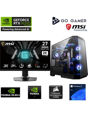 Go Gamer S1095DP Intel Core I9 14900KF / 64GB 6000MHZ Ddr5 Ram / 2tb Nvme SSD 6000-5000MB-SN Gen4 / RTX5070TI 16GB / 360MM Sıvı Soğutma / Msı 27" 2k 180Hz / Windows 11 Pro Masaüstü Bilgisayar