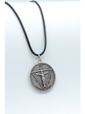 Pagan - Keçi Şeytan - Hz. İsa Gümüş Kaplama Deri İp Kolye