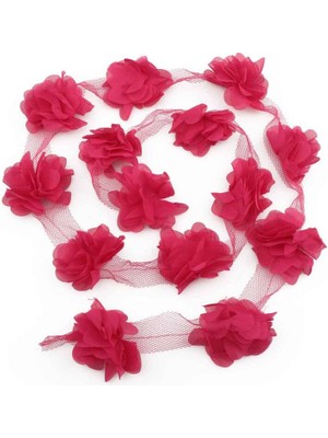 Mlvx Lazer Kesim Şerit Çiçek Fuşya 1m Blsm